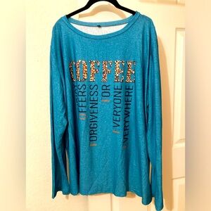 Long sleeve T-shirt with coffee/Christ words